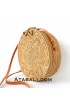 Ata round bag flower pattern with ribbon clip and leather strap